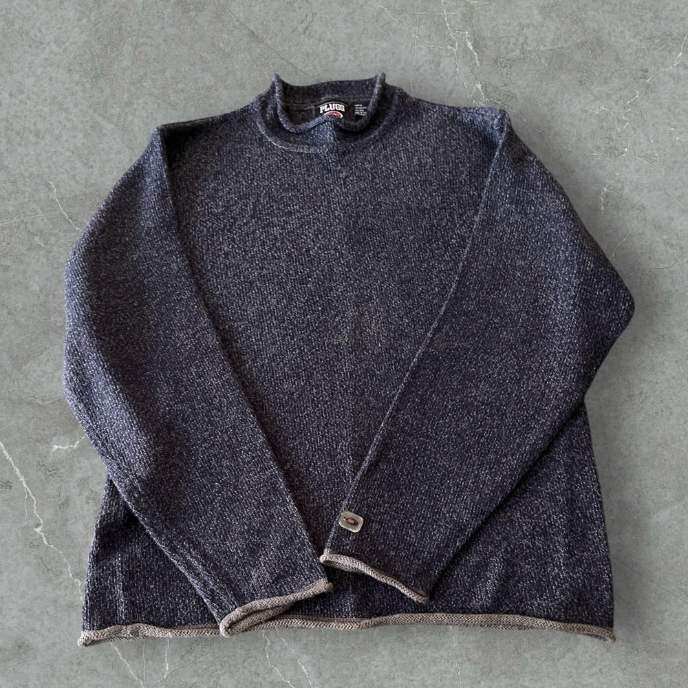 PLUGG Blue Textured Knit Pullover Sweater | Size XL